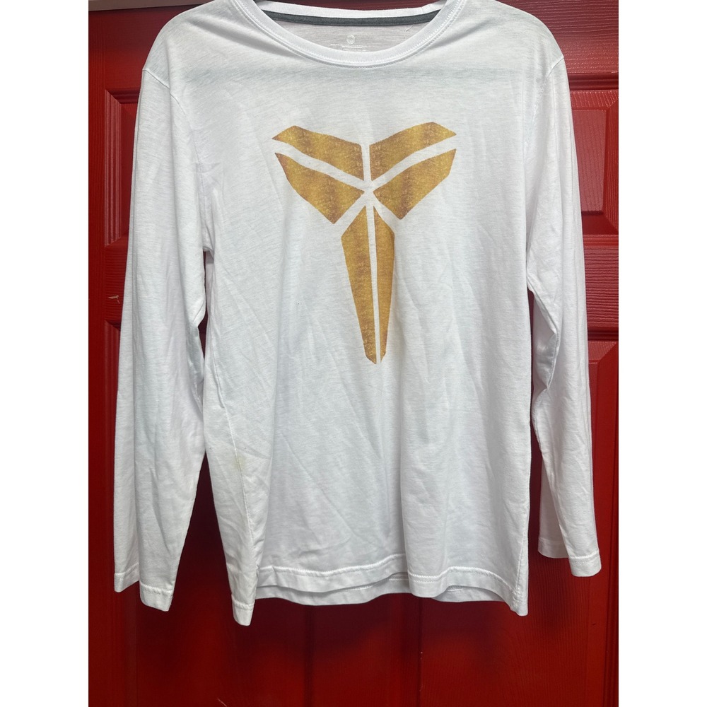 Nike Kobe Bryant Mamba Sheath Logo Long Sleeve Shirt White Gold Mens Medium